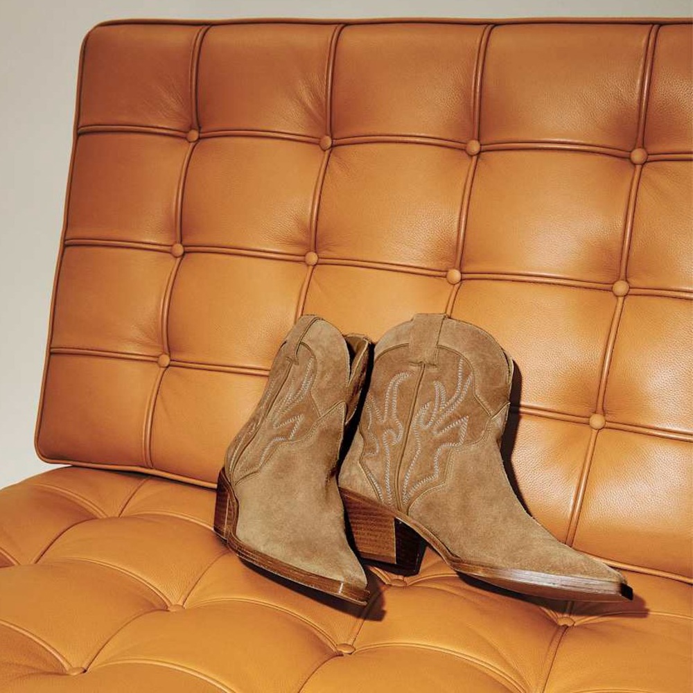 Reformation Tan Suede Western Ankle Boots - Otto - Picture 13 of 13